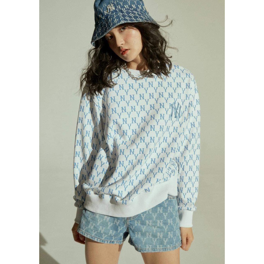Mũ/Nón Vành MLB NY Monogram Denim Bucket HAT Blue N20