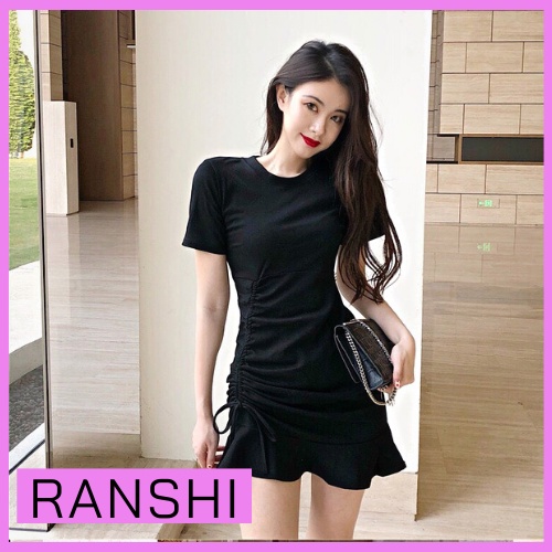 Váy Body Cổ Tròn Đuôi Cá RANSHI Đầm Basic Rút Dây Trẻ Trung Năng Động Siêu Xinh Cho Nữ - RBD022