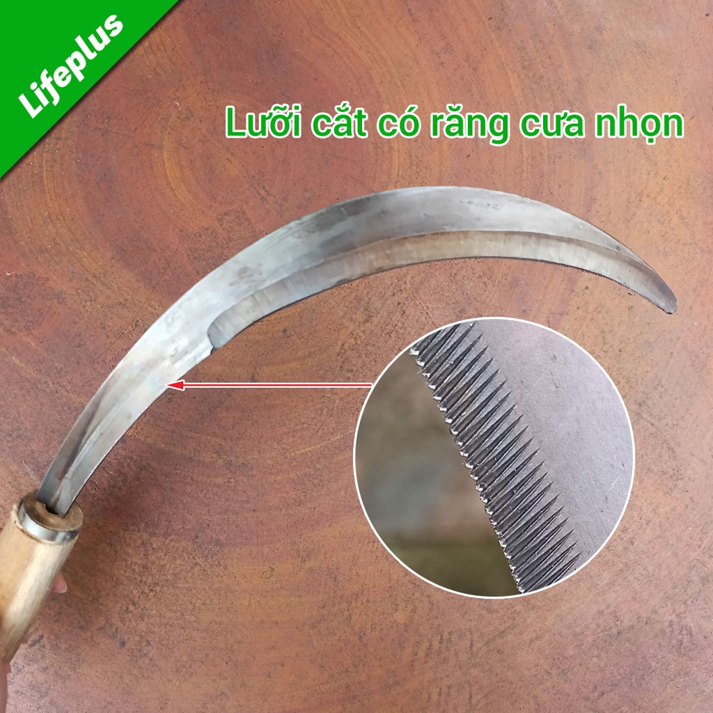 Liềm 8 thép 350mm cán gỗ cắt lúa cắt cỏ