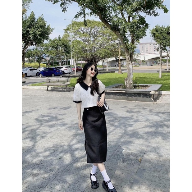 Chân váy midi xẻ hông 2 màu (S/M/L)
