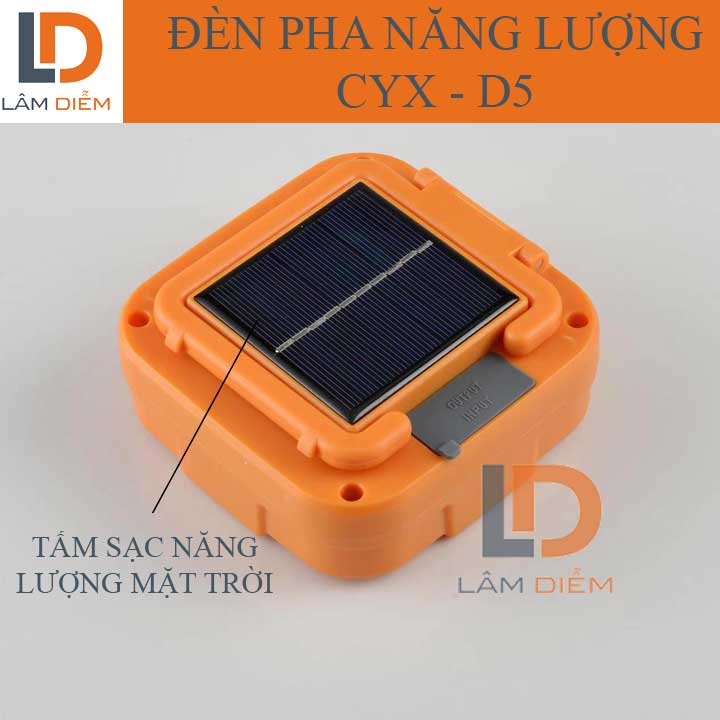 Đèn led pha tích điện sạc usb năng lượng mặt trời 4 chế độ sáng D5