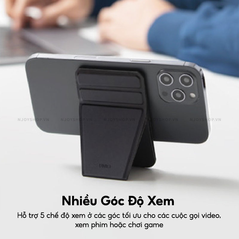 Ví Đựng Thẻ Uniq Lyft Hỗ Trợ Hít Nam Châm Từ Tính Không Dây Kiêm Giá Đỡ Da Tổng Hợp Tặng Miếng Dán Nam Châm Njoyshop