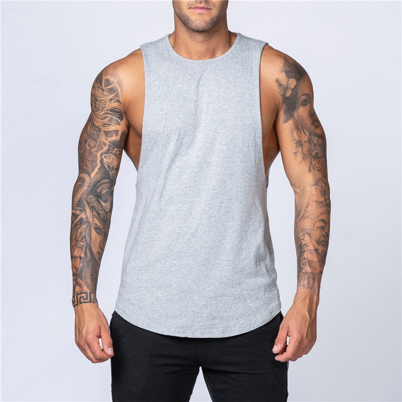 Mens Solid Color Mens Sleeves Cotton Causal Top Tank Plain Workout Training Wear OUtdoor Stringers