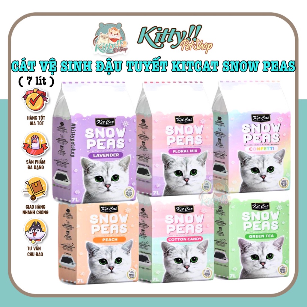 Cát đậu tuyết Kit Cat Snow Peas 7L - cát vệ sinh hữu cơ, không bụi, siêu vón tốt dành cho mèo - Kitty Pet S