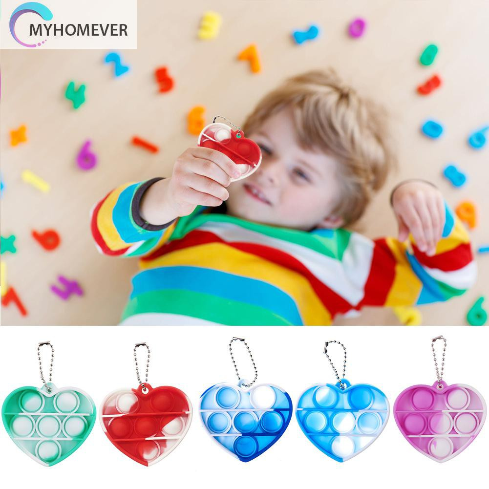 Pop It Fidget Đồ chơi Silicone Round Keychain Push Bubble Sensory Đồ chơis Autism Stress Reliever