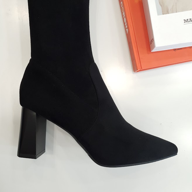 Giày boot nữ da lộn B SHOES, boot đùi siêu sang chảnh, chất lộn chun cao cấp ôm chân, không tụt B27