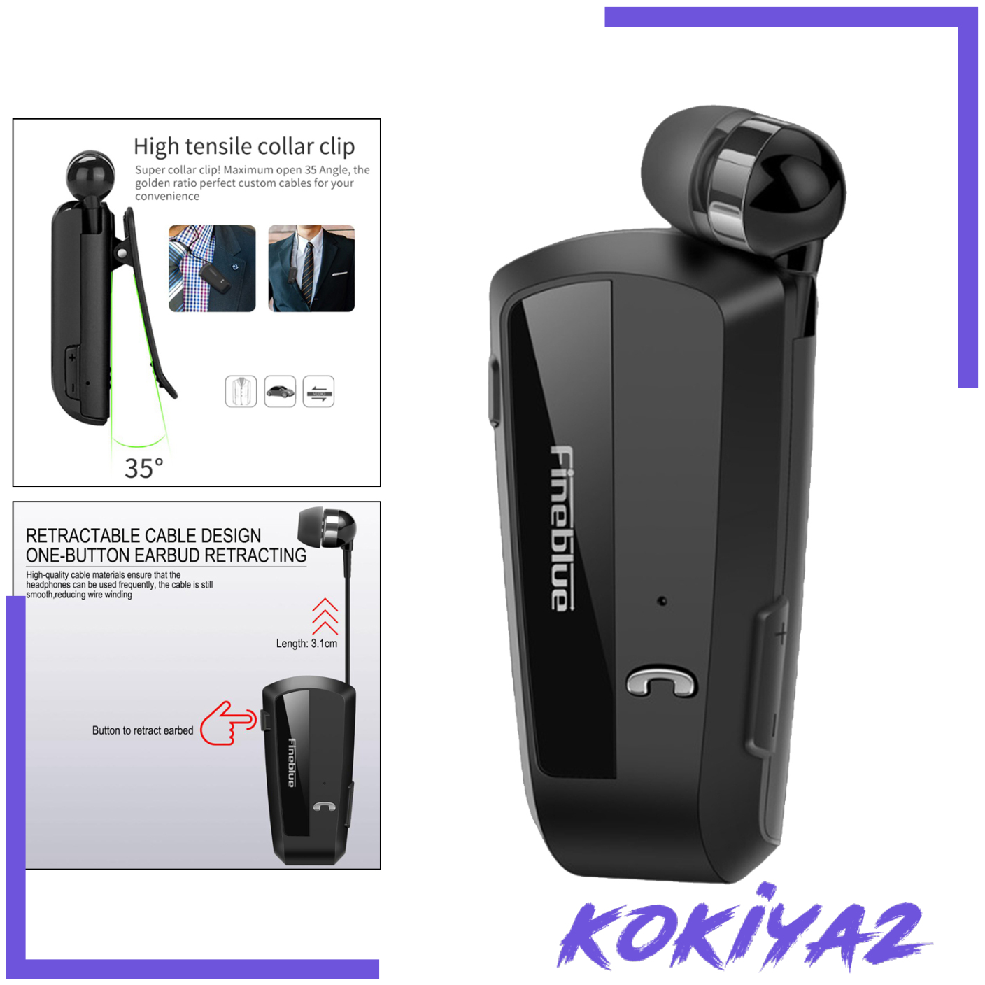 FineBlue F990 Wireless Bluetooth Headset Business Earphone Black With Box