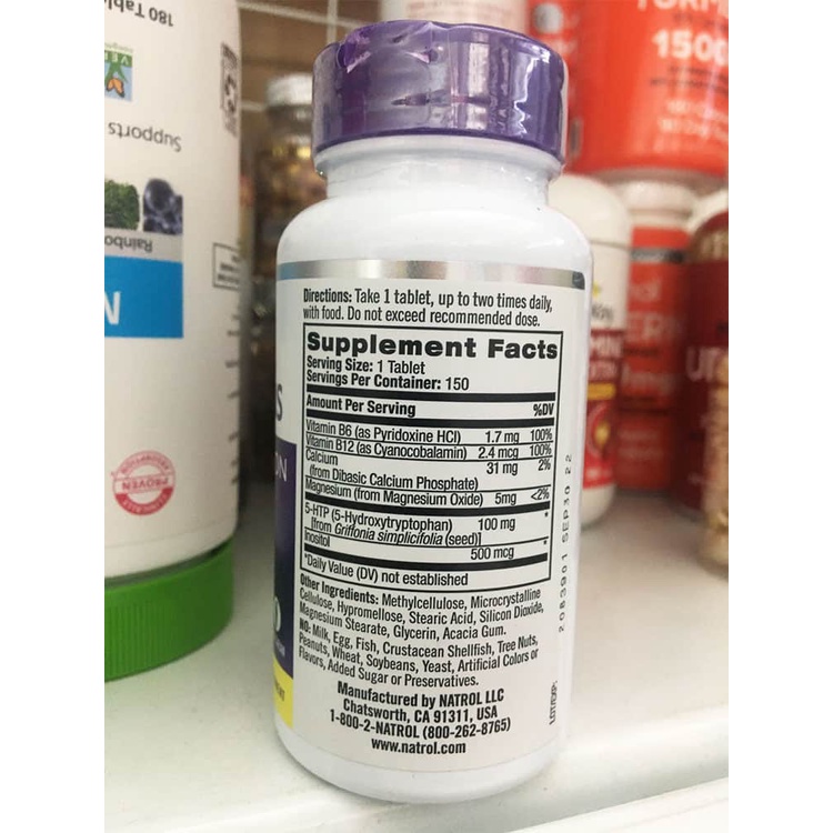 Viên uống 5 HTP giảm căng thẳng &amp; tăng hưng phấn Natrol 5-HTP Plus 100mg 150 viên