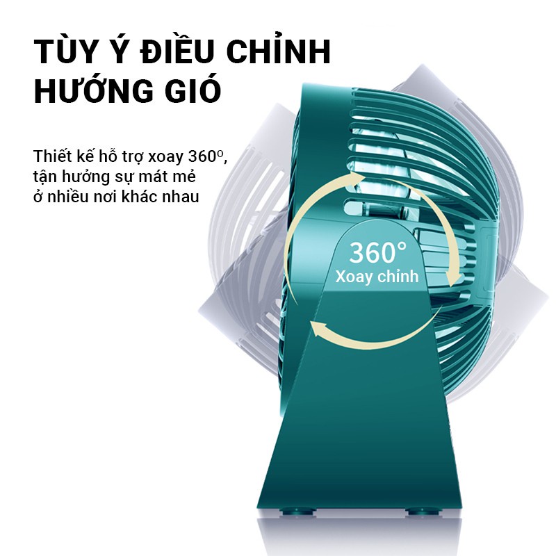 Quạt Mini để bàn F118 siêu mát,siêu bền cho dân văn phòng-Xoay chỉnh 360 độ,thao tác bằng cảm ứng,công suất 4W