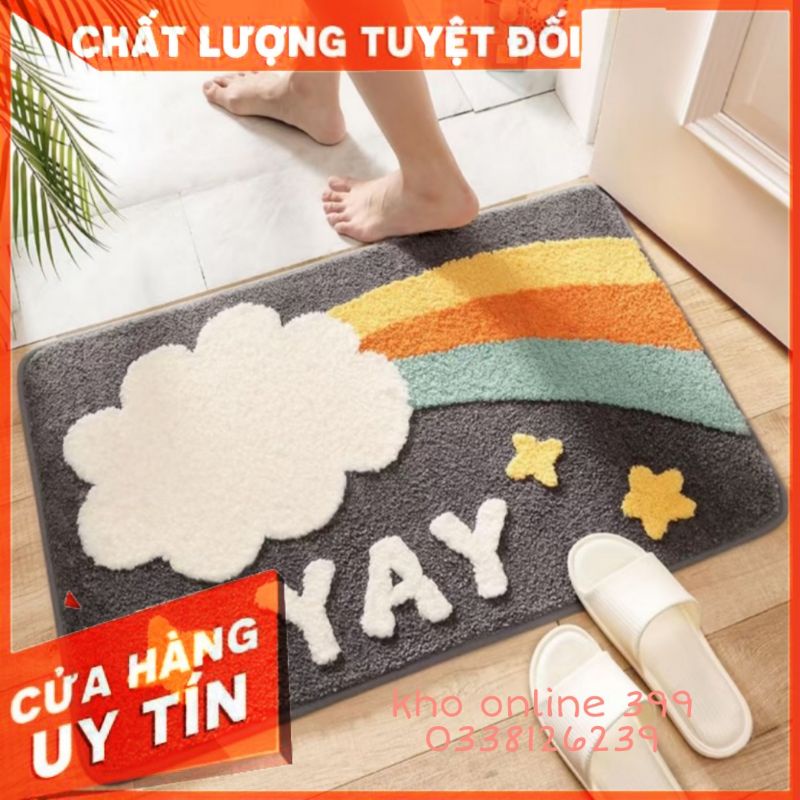 THẢM CHÙI CHÂN LÔNG CỪU  3D [ XẢ KHO ], thảm trang trí, thảm lau chân, thảm chân chống trượt mềm mại siêu thấm 40x60