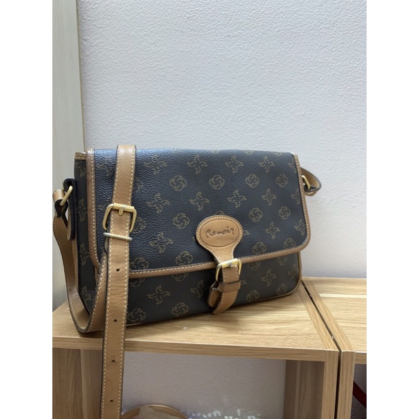 Túi đeo chéo canvas phối da hiệu RENOIR