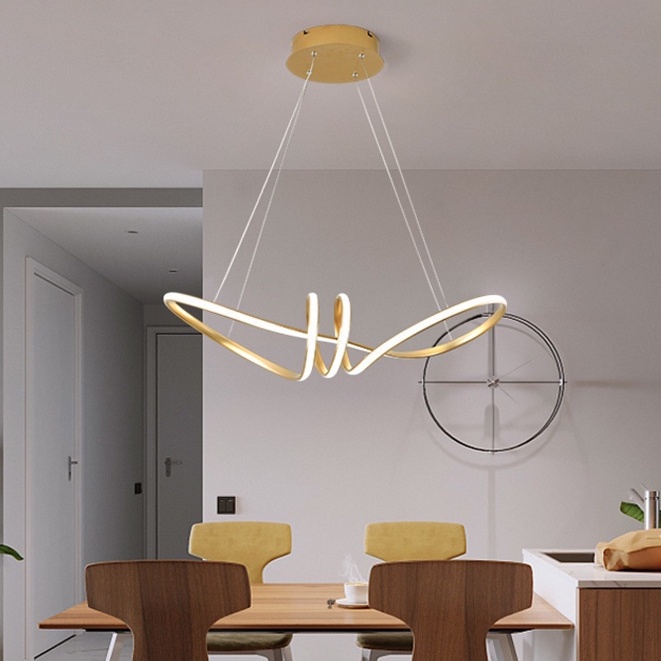 Đèn Thả Led Kiểu Dáng Cong Làm Mờ Từ Xa Thích Hợp Phòng Khách, Phòng Ăn