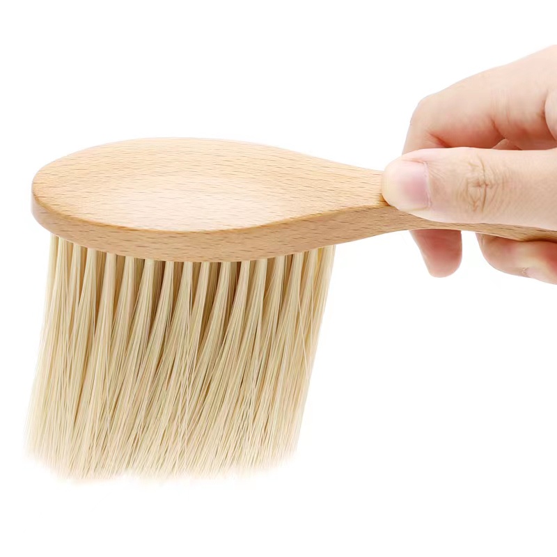 Bộ Cọ Cắt Tóc Cổ Và Cọ Mềm Cán Gỗ Chất Lượng Cao Cho Salon
