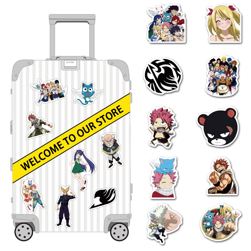 Set nhãn dán trang trí chống thấm nước hình nhân vật trong phim hoạt hình Fairy Tail