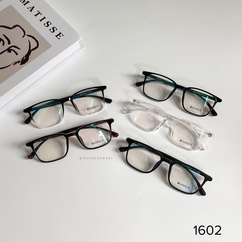 Gọng kính nhựa dẻo Hàn Quốc dáng vuông vừa nhỏ 1602