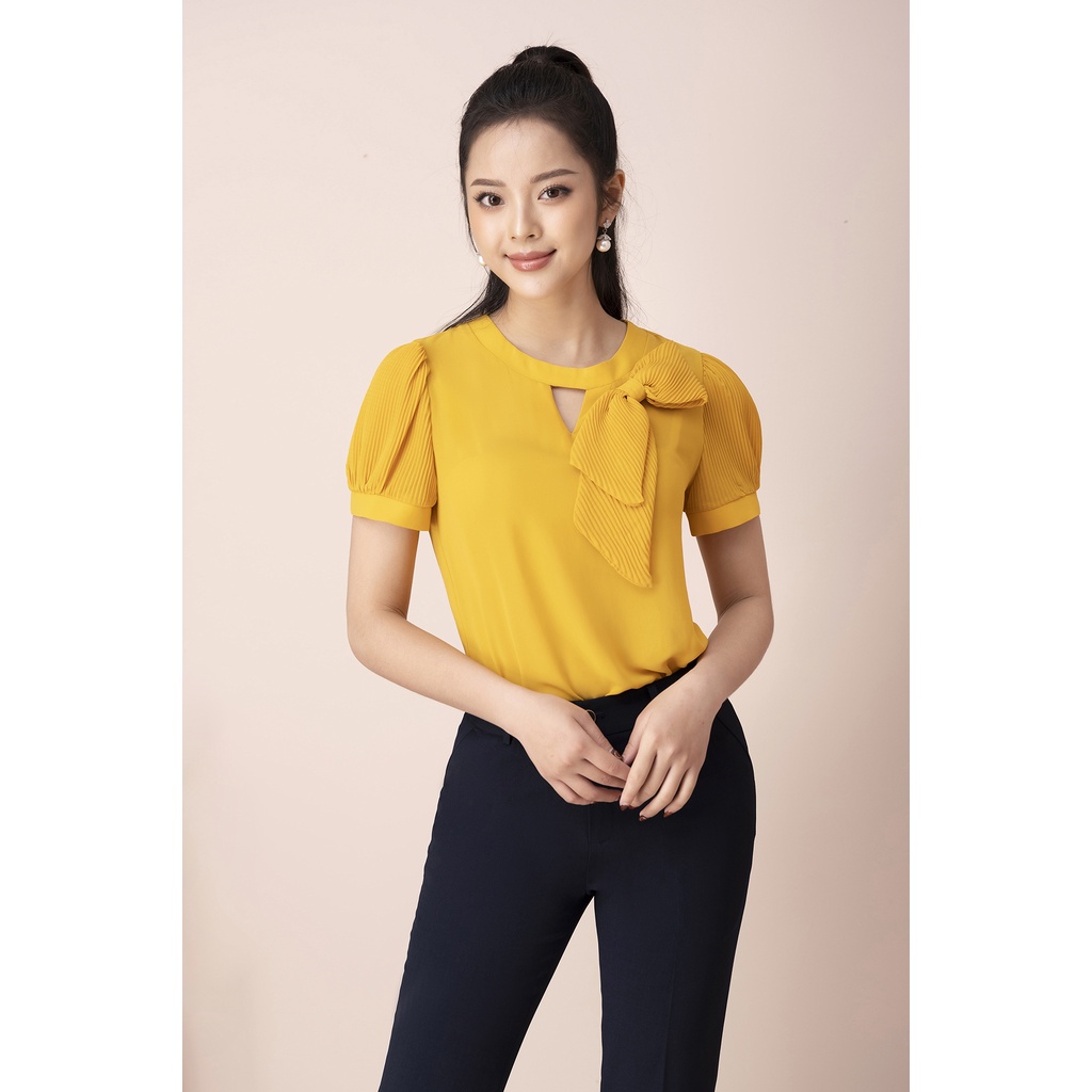 Áo Sơ Mi Thiết Kế Nữ Cao Cấp LUPERI Dáng Suông, Cổ Khoét Có Nơ Kiểu, Phù Hợp Với Nhiều Loại Trang Phục LFSM1208