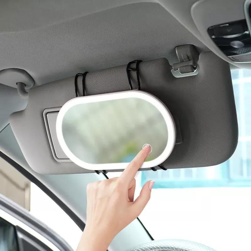 Gương Trang Điểm Có Đèn LED Gắn Tấm Che Nắng Xe Hơi Tiện Dụng