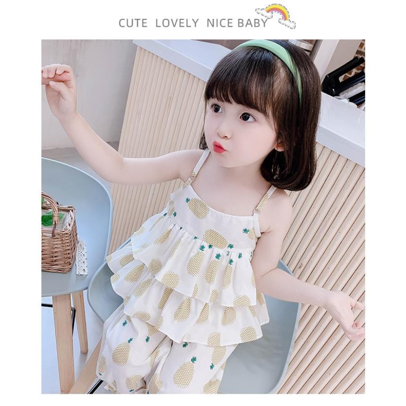 Bộ quần áo cho bé gái Bộ cotton xuất dáng babydoll, quần cộc cho bé gái, hàng VNXK cực xinh cho bé gái