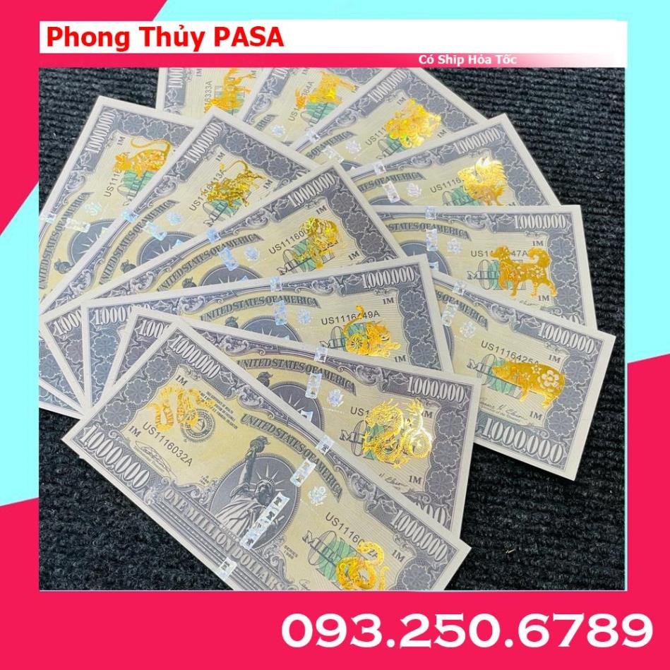 Tiền 1 Triệu Đô Usd 12 con giáp mạ vàng, Kỉ Niệm Siêu Cấp Có Bảo An, tặng bao lì xì