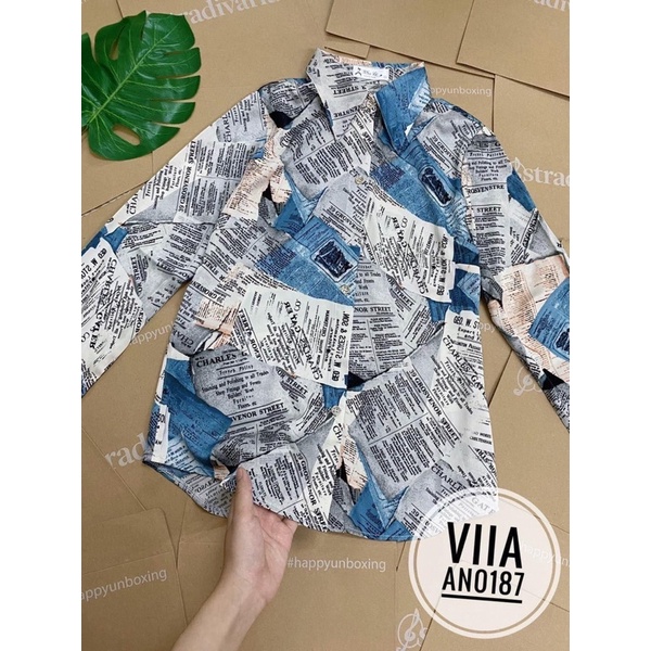 Sơ mi Lụa Báo Xanh mềm mát AN0187 VIIA DESIGN