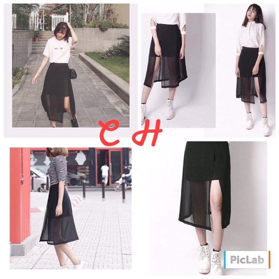 Chân váy xẻ 2 lớp CHU2102
