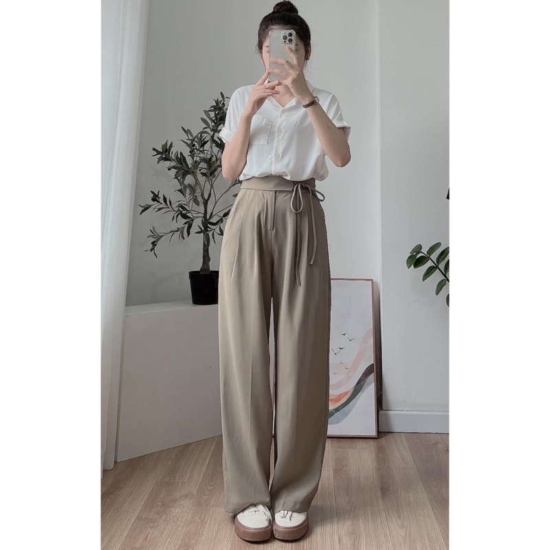 [HÀNG SẴN]QUẦN CULOTTES ỐNG RỘNG CỘT DÂY EO 295