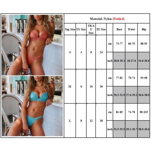 Bikini nữ phối dây có đệm nâng ngực phong cách Brazil