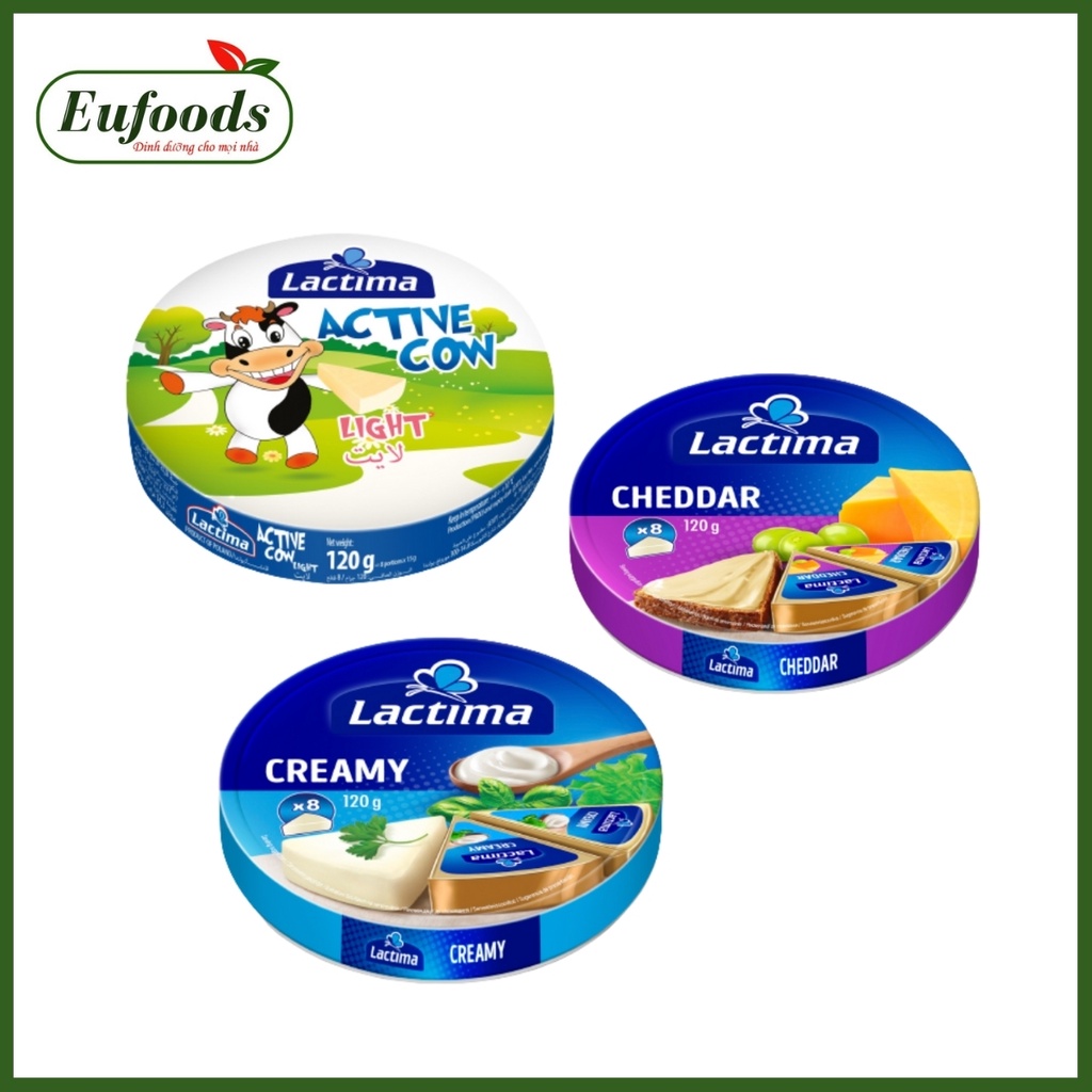 DATE T3/2024 Phô Mai Hộp Tròn Lactima Cheddar Ba Lan 120g
