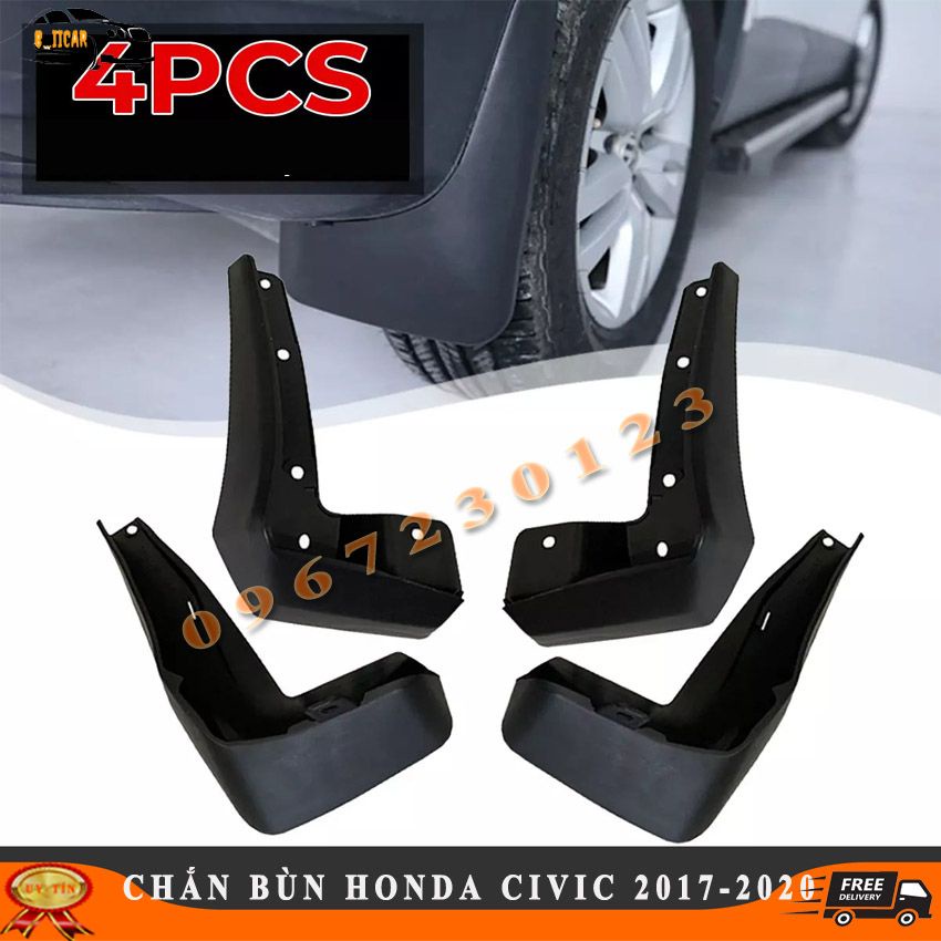 Bộ 4 Chắn Bùn Theo Xe Honda Civic 2016-2020 Nhựa ABS Dẻo Cao Cấp