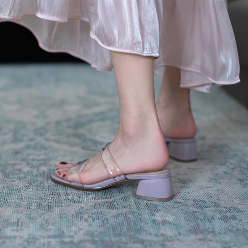 Giày Cao Gót Da Mềm Trong Suốt Thời Trang Mùa Hè Cho Nữ Size 35-40 Có 2 Kiểu