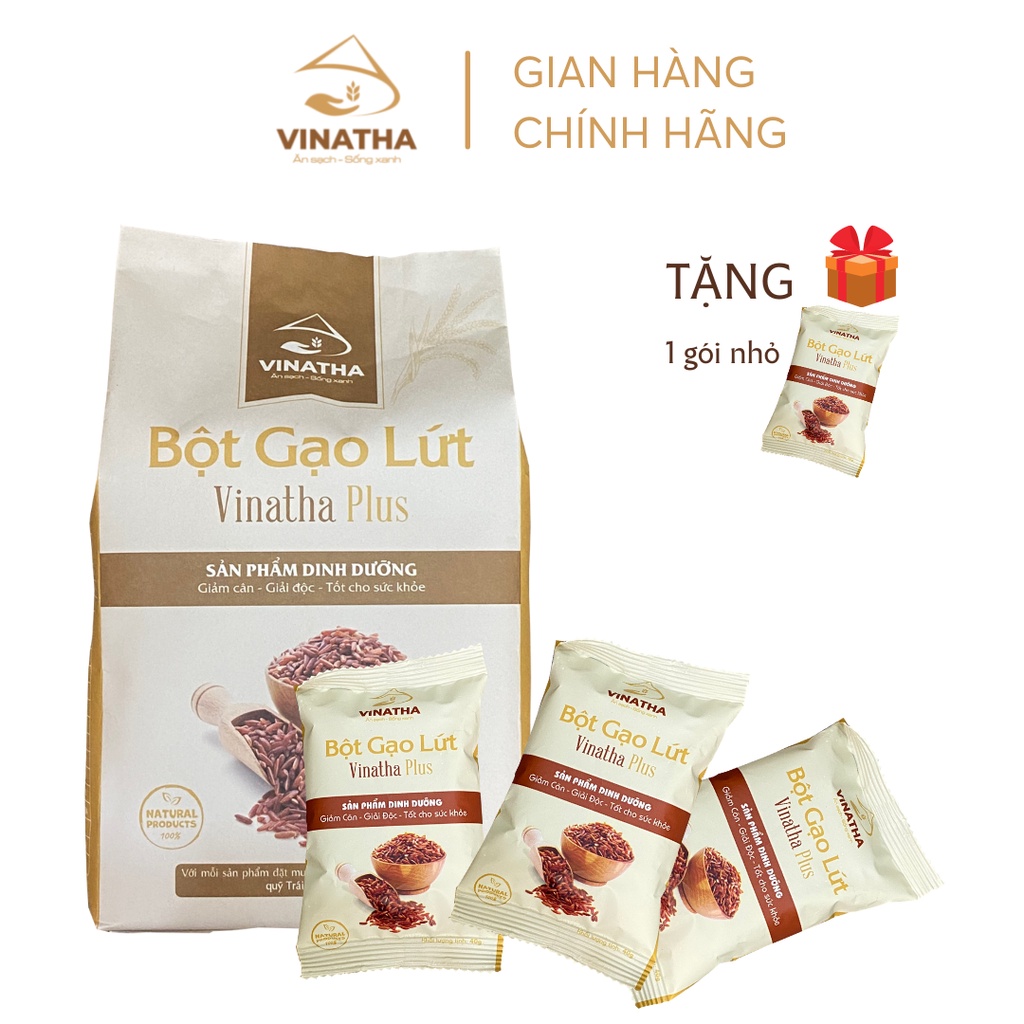Bột Gạo Lứt Ăn Kiêng Giảm Cân Vinatha Plus - Tiêu mỡ, đẹp da, tốt cho sức khỏe - 24 túi nhỏ (40 gram / 1 túi) - VNT02