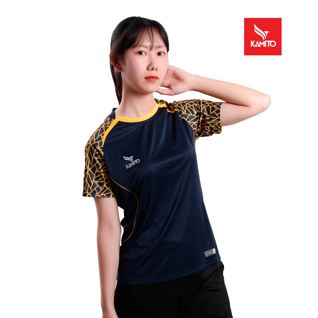 Áo Thể Thao Nữ T-shirt Cầu Lông Thời Trang Kamito Họa Tiết Tay Lưới