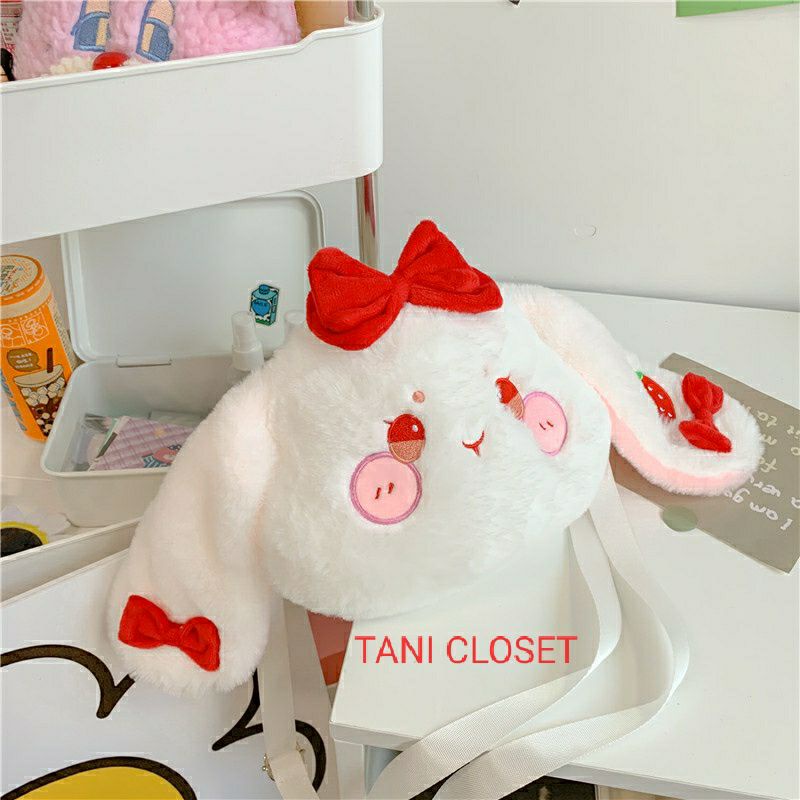 Túi Đeo Chéo Lolita Thỏ Dâu Tây Nơ Đỏ