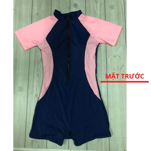 Bikini đồ bơi nữ liền thân tay ngắn khóa kéo kín đáo VATIXA BKN95