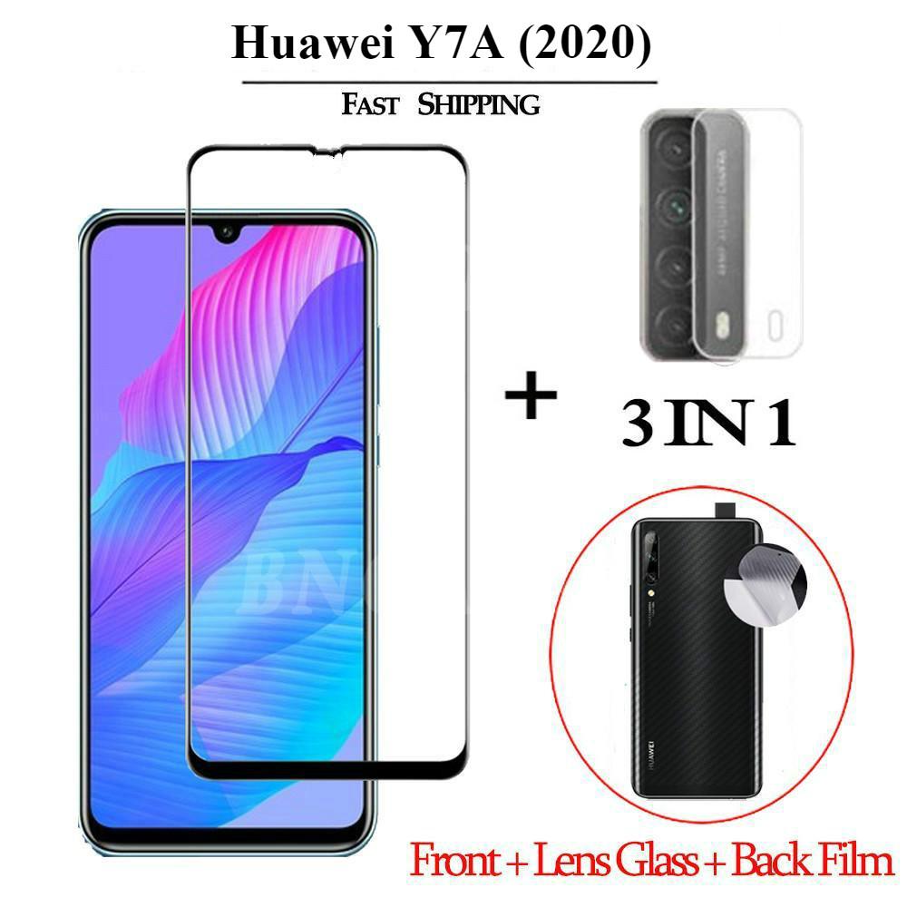 Ốp Điện Thoại Kính Cường Lực 3 Trong 1 Bảo Vệ Camera Cho Huawei Y6P 2020 Nova 3i 5t 7i Y9 2019 Y9 Prime 2019 9d