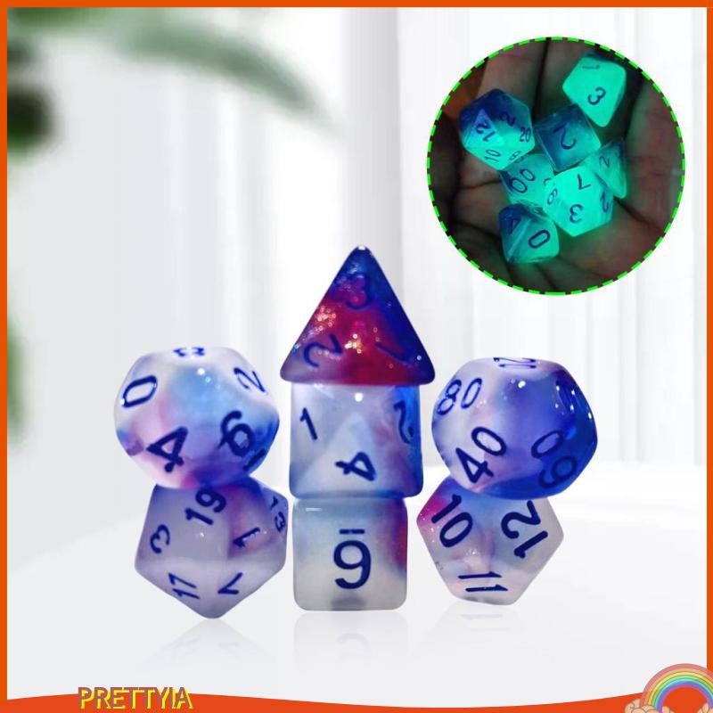 7 Xúc Xắc Đa Diện Phát Sáng Trong Bóng Tối Cho DND RPG MTG