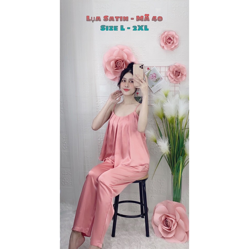 HÀNG CAO CẤP - SET ĐỒ BỘ LỤA SATIN QUẦN DÀI ÁO 2 DÂY | BigBuy360 - bigbuy360.vn