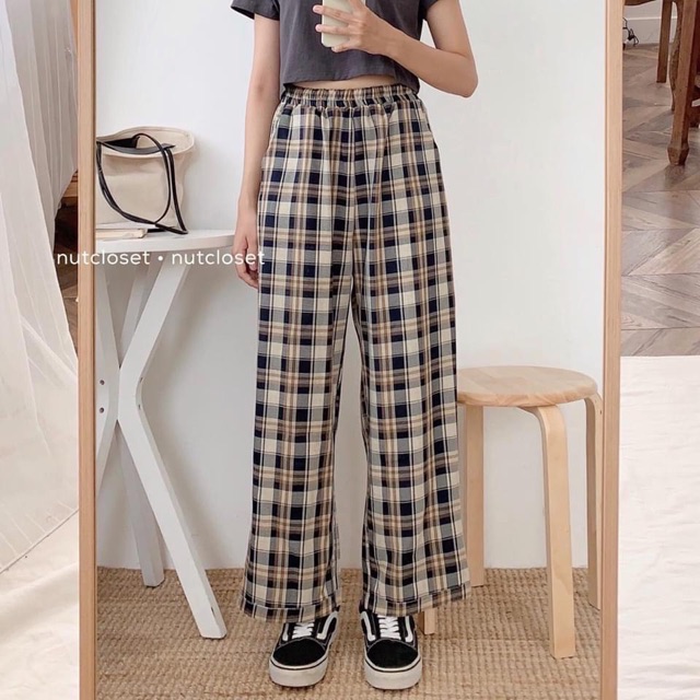 [Mã WASTMAY giảm 15% tối đa 30K đơn 150K] Quần kẻ ống xuông cạp chun 3 màu | BigBuy360 - bigbuy360.vn