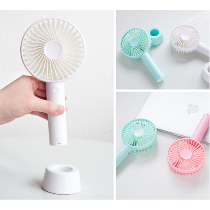 Quạt Cầm Tay Mini Để Bàn Minifan Có Đế Nhiều Chế Độ Gió Nhỏ Gọn Nhiều Màu Sắc Cực Mát Hỗ Trợ Pin Sạc Dùng Cực Lâu