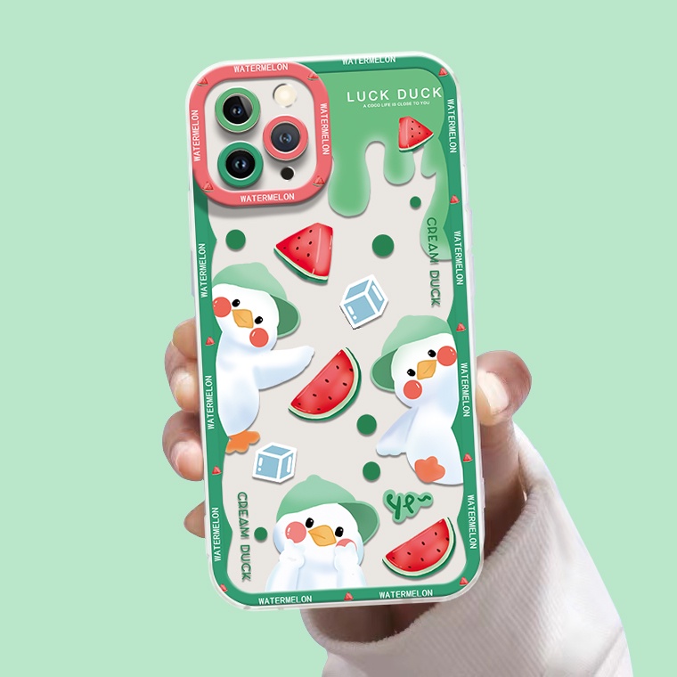 Ốp Điện Thoại Silicon TPU Mềm Trong Suốt In Hình Vịt Hoạt Hình Cho IPhone 14 13 12 11 Pro X XR XS Max SE 6 6S 7 8 Plus