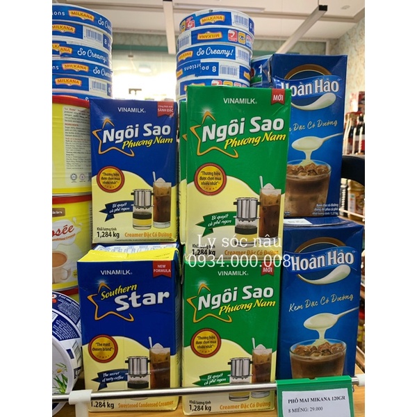 Sữa Đặc Có Đường Ngôi Sao Phương Nam - Hộp 1.284KG - Ly Sóc Nâu
