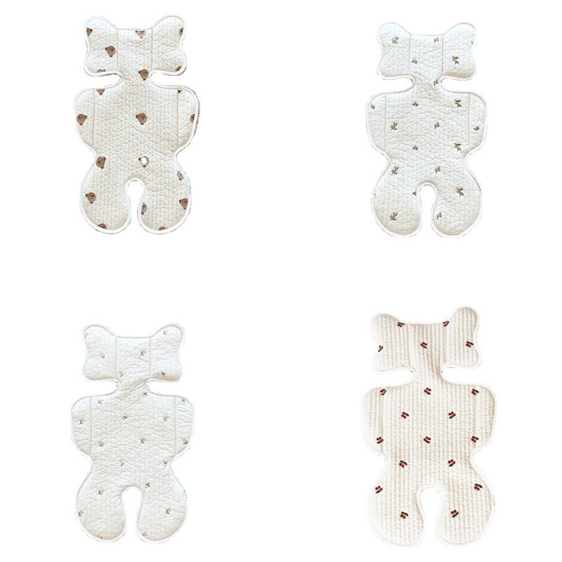 Đệm Lót Xe Đẩy Em Bé Chất Liệu Cotton Thêu Họa Tiết Phong Cách Hàn Quốc