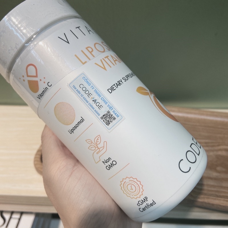 Viên uống chống oxy hóa, tăng cường miễn dịch Codeage Liposomal Vitamin C 180v