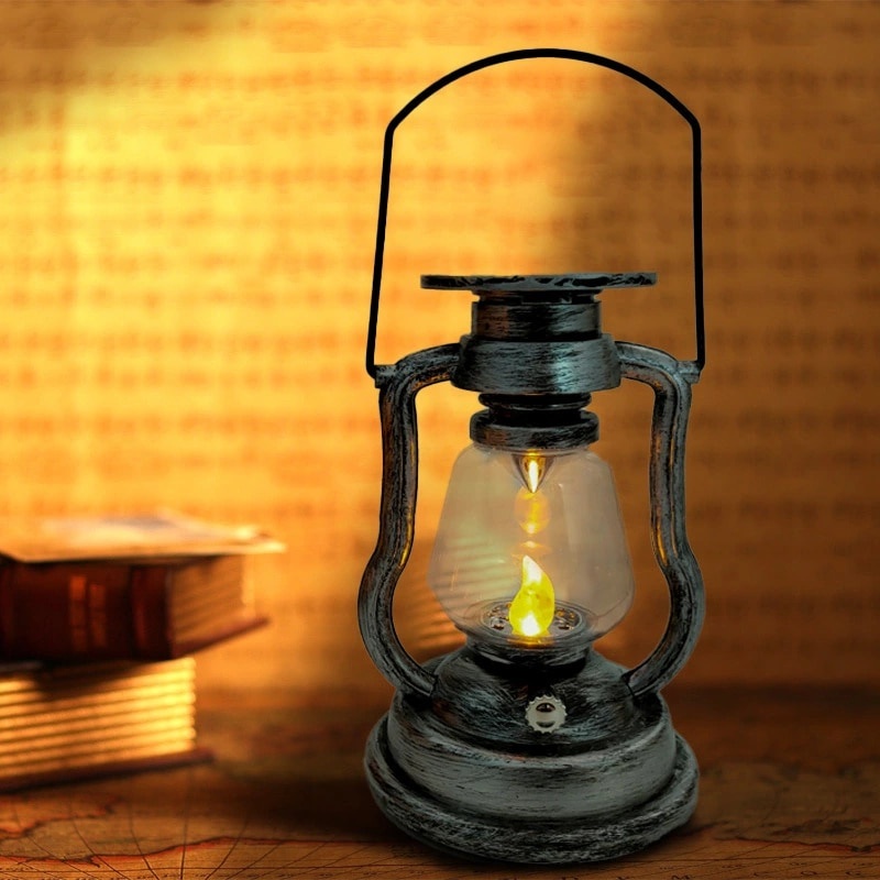 Retro LED đèn dầu năng lượng mặt trời đèn ngựa ngoài trời đèn chùm sân vườn điện miễn phí