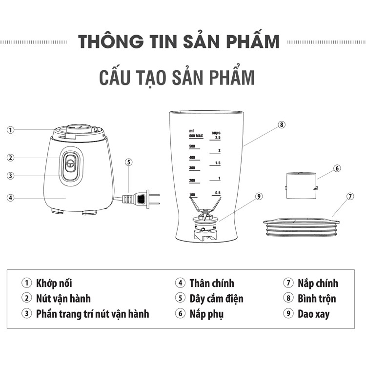 Máy Xay Sinh Tố Lock&amp;Lock EJM436 (250W - 600ml) - Hàng Chính Hãng