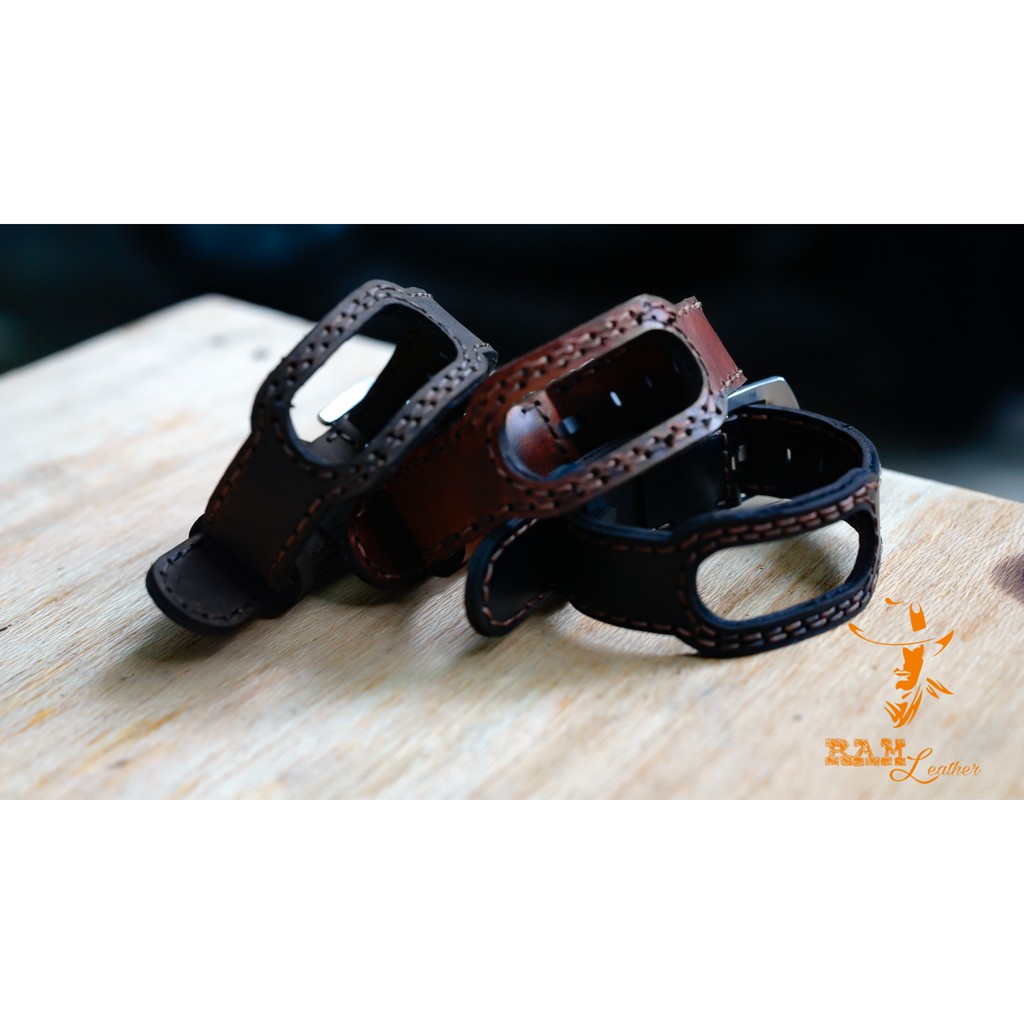 Dây miband da bò thật handmade bền chắc cao cấp cho miband 3 , miband 4 , miband 5, miband 6 RAM Leather