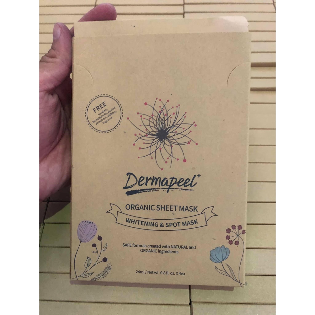 Mặt Nạ Trắng Da - Mờ Thâm Nám Dermapeel - Organic Sheet Mask - Whitening & Spot Mask 24ml x 4 Miếng Hàn Quốc