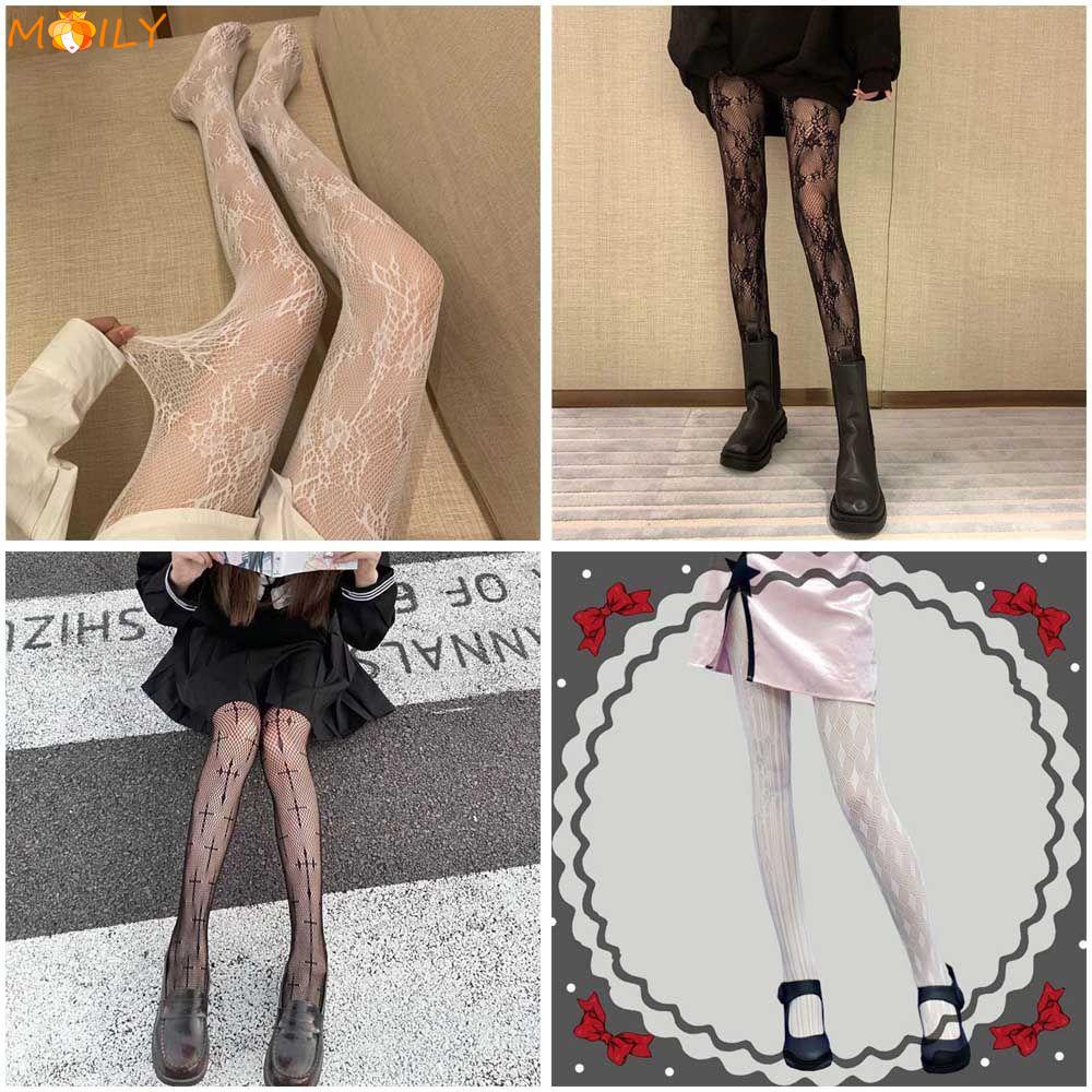 Quần tất lưới màu trắng / đen phong cách gothic cho nữ