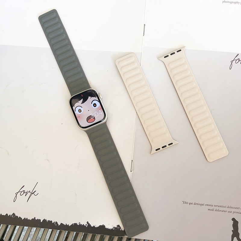 Dây Đeo Nam Châm Silicone Cho iwatch7 Series 6/5/4/3/SE 41mm45mm APatch7 40mm44mm Ap band 7 6 5 4 SE