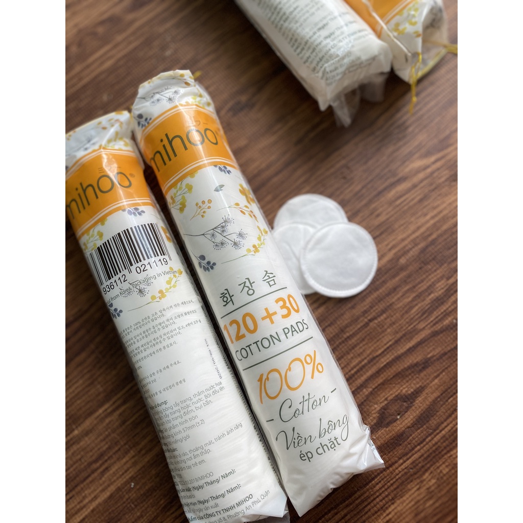 Bông Tẩy Trang Mihoo 120+30 Cotton Pad Chính Hãng